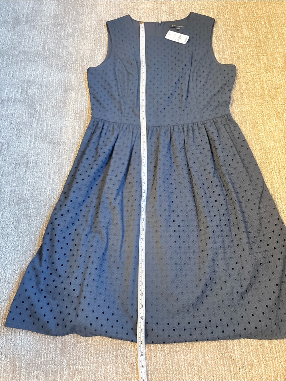NWT Brooks Brothers Navy Eyelet Dress Size 12 - Preppy Coastal Timeless Style - Picture 9 of 11